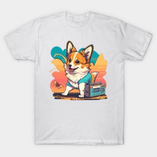 Cartoon Corgi on the Beach on the beach T-Shirt